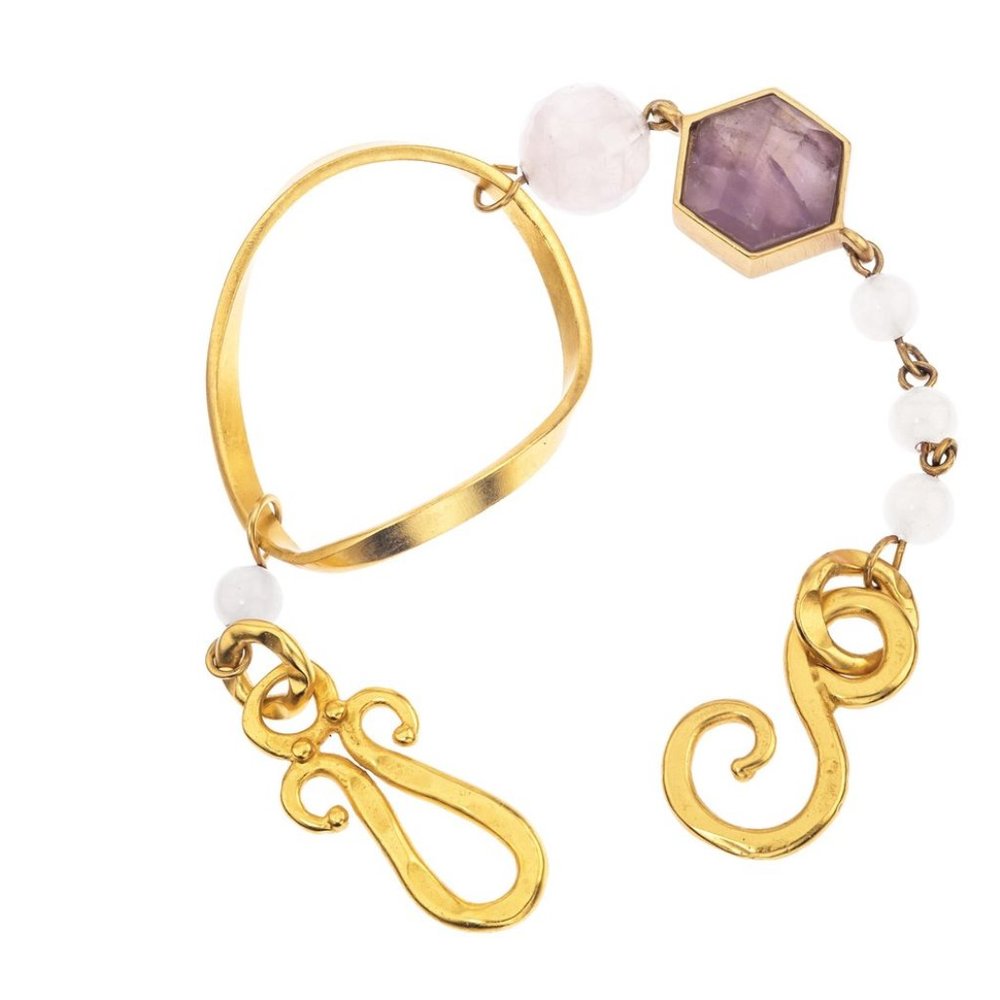 Stephanie Kantis Artisan Modernist White Quartz, Amethyst Bracelet